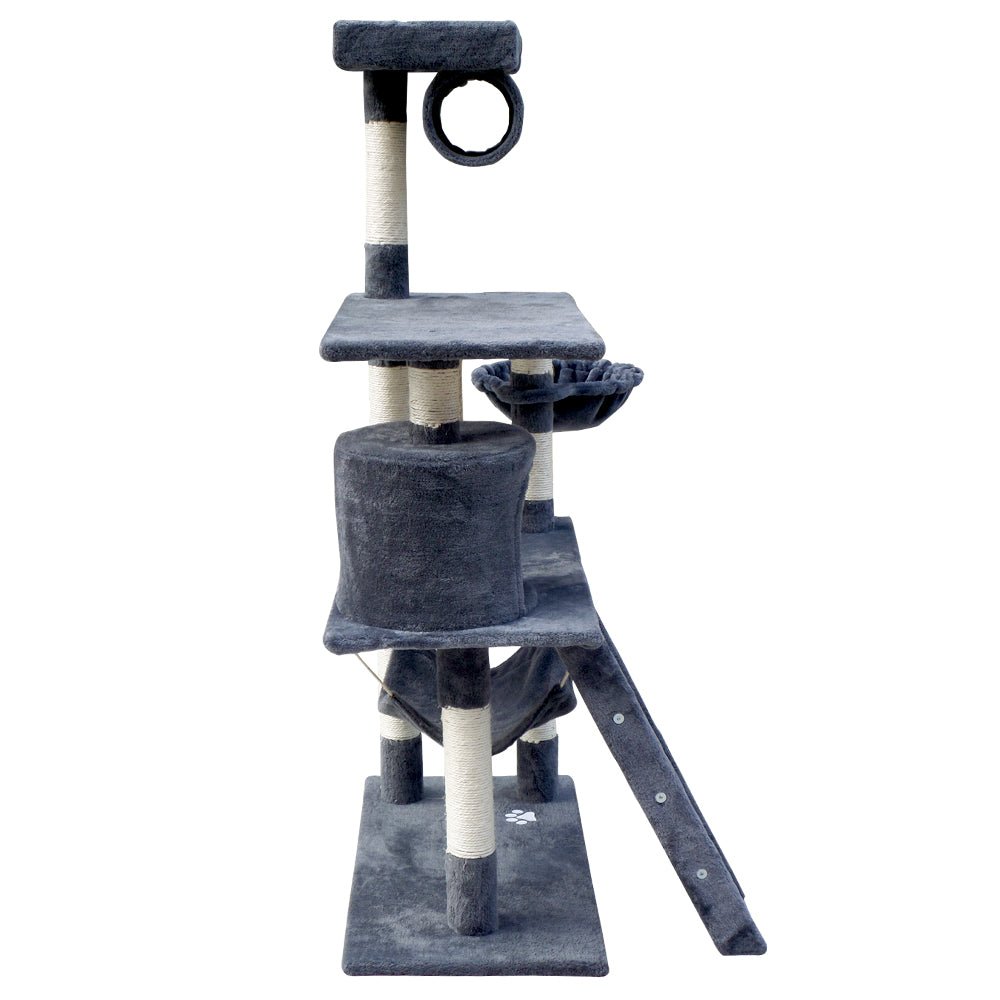 i.Pet Cat Tree 141cm Trees Scratching Post Scratcher Tower Condo House Furniture Wood - DogsDomain.com.au