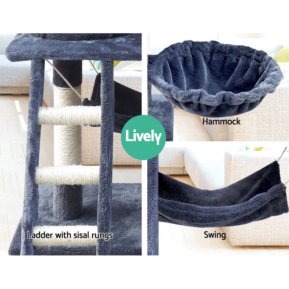 i.Pet Cat Tree 141cm Trees Scratching Post Scratcher Tower Condo House Furniture Wood - DogsDomain.com.au