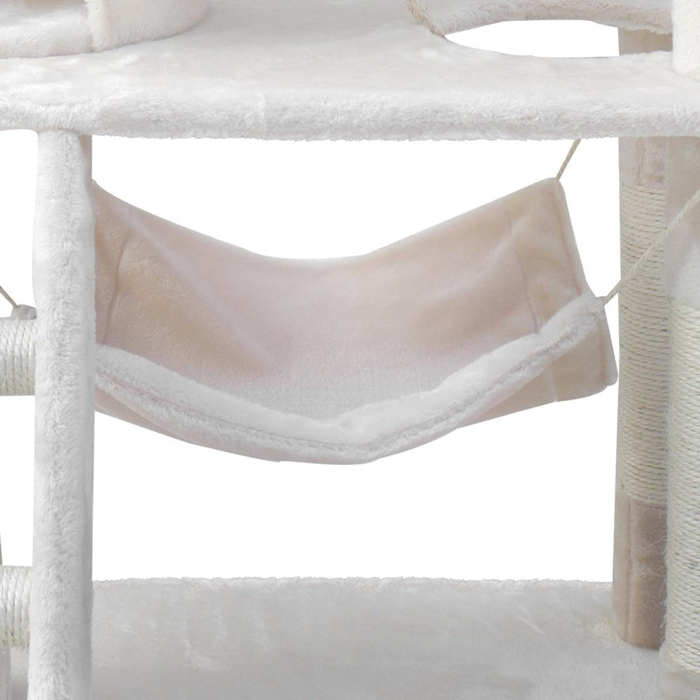 i.Pet Cat Tree 141cm Trees Scratching Post Scratcher Tower Condo House Furniture Wood Beige - DogsDomain.com.au