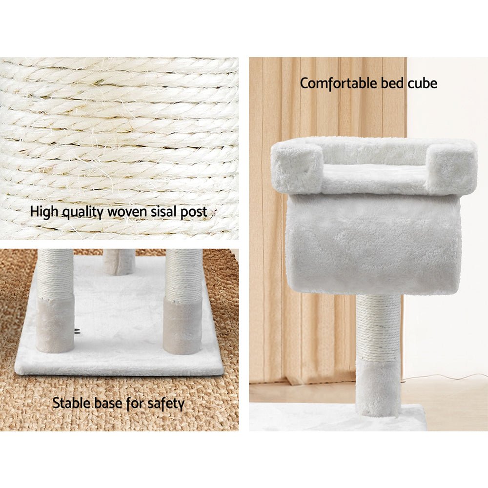 i.Pet Cat Tree 141cm Trees Scratching Post Scratcher Tower Condo House Furniture Wood Beige - DogsDomain.com.au