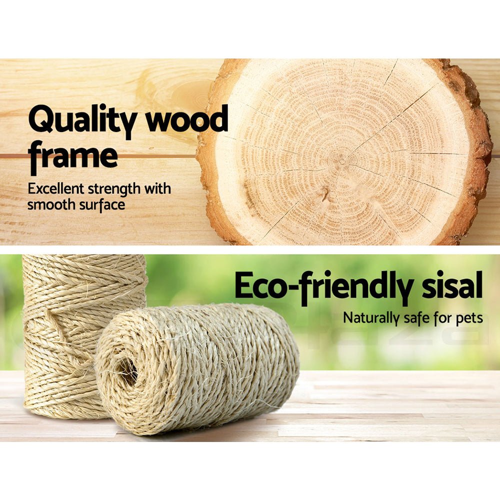 i.Pet Cat Tree 141cm Trees Scratching Post Scratcher Tower Condo House Furniture Wood Beige - DogsDomain.com.au