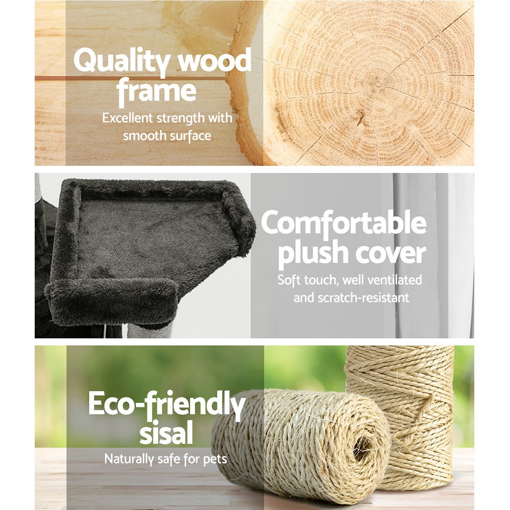 i.Pet Cat Tree 180cm Trees Scratching Post Scratcher Tower Condo House Furniture Wood - DogsDomain.com.au