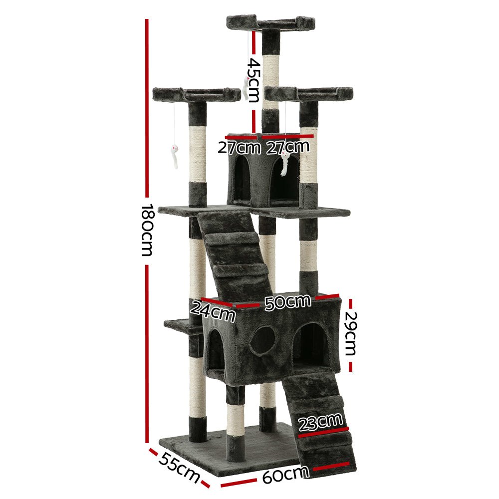 i.Pet Cat Tree 180cm Trees Scratching Post Scratcher Tower Condo House Furniture Wood - DogsDomain.com.au