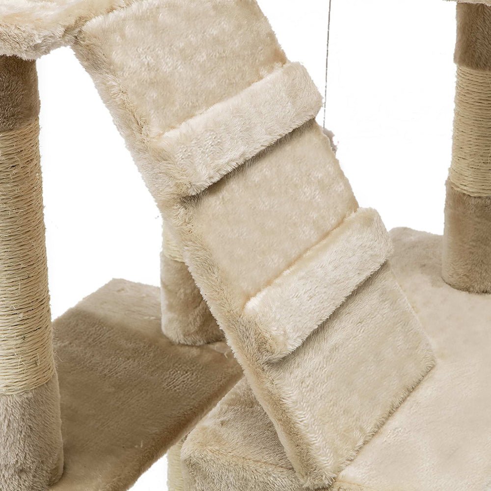 i.Pet Cat Tree 180cm Trees Scratching Post Scratcher Tower Condo House Furniture Wood Beige - DogsDomain.com.au