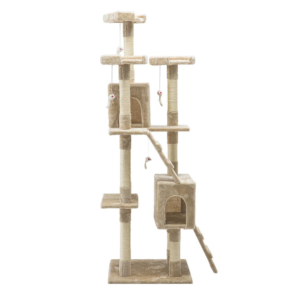 i.Pet Cat Tree 180cm Trees Scratching Post Scratcher Tower Condo House Furniture Wood Beige - DogsDomain.com.au