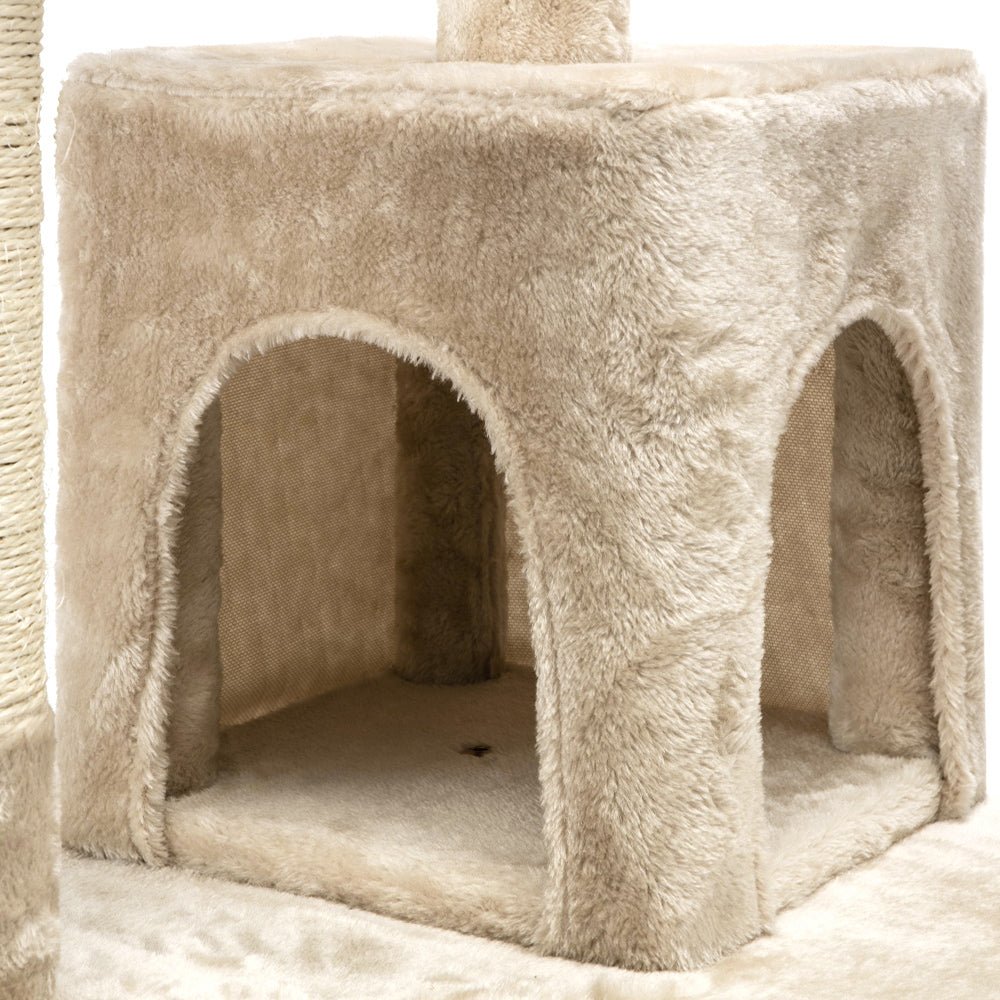 i.Pet Cat Tree 180cm Trees Scratching Post Scratcher Tower Condo House Furniture Wood Beige - DogsDomain.com.au