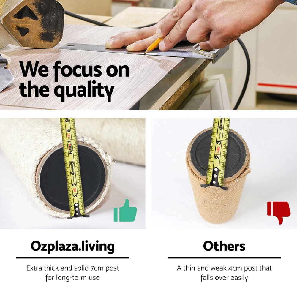 i.Pet Cat Tree 180cm Trees Scratching Post Scratcher Tower Condo House Furniture Wood Beige - DogsDomain.com.au