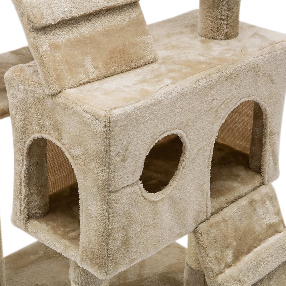 i.Pet Cat Tree 180cm Trees Scratching Post Scratcher Tower Condo House Furniture Wood Beige - DogsDomain.com.au