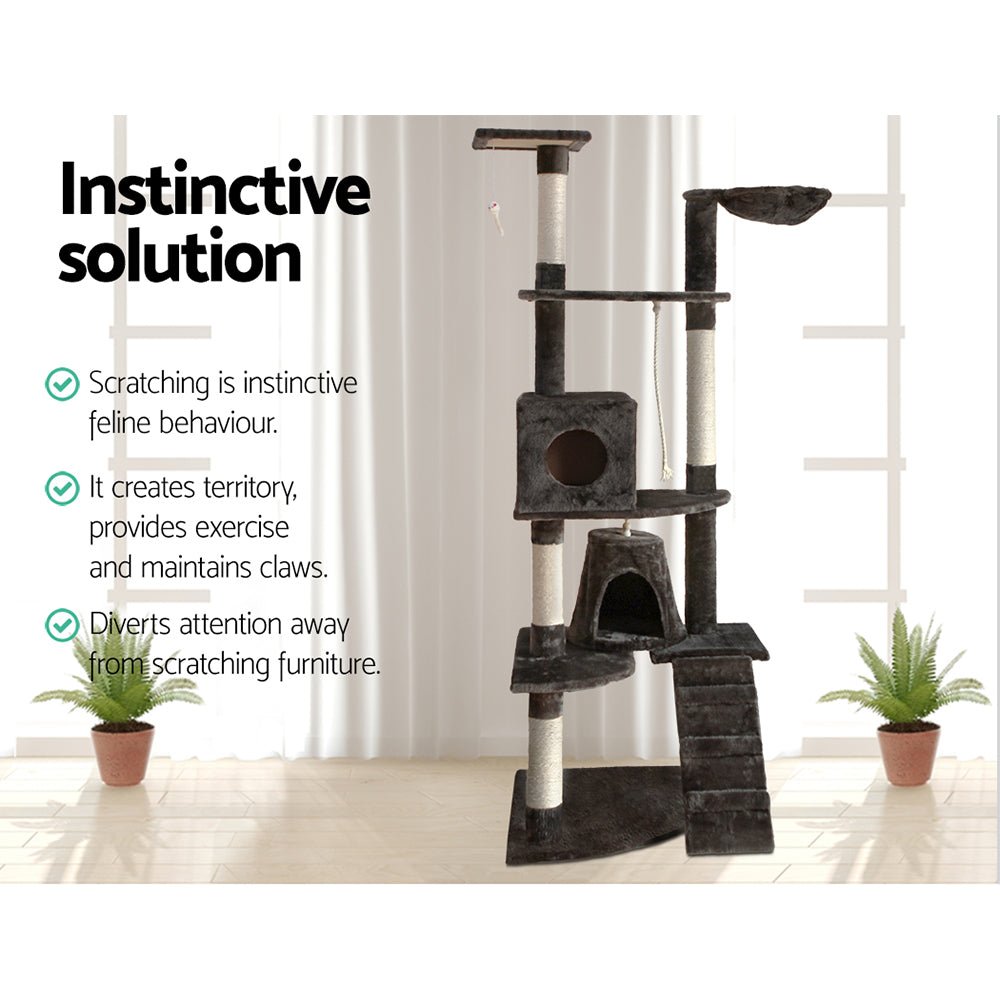 i.Pet Cat Tree 193cm Trees Scratching Post Scratcher Tower Condo House Furniture Wood - DogsDomain.com.au