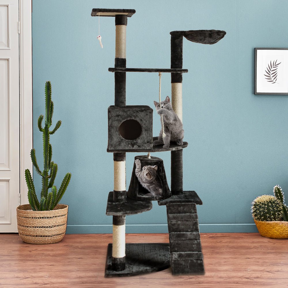 i.Pet Cat Tree 193cm Trees Scratching Post Scratcher Tower Condo House Furniture Wood - DogsDomain.com.au