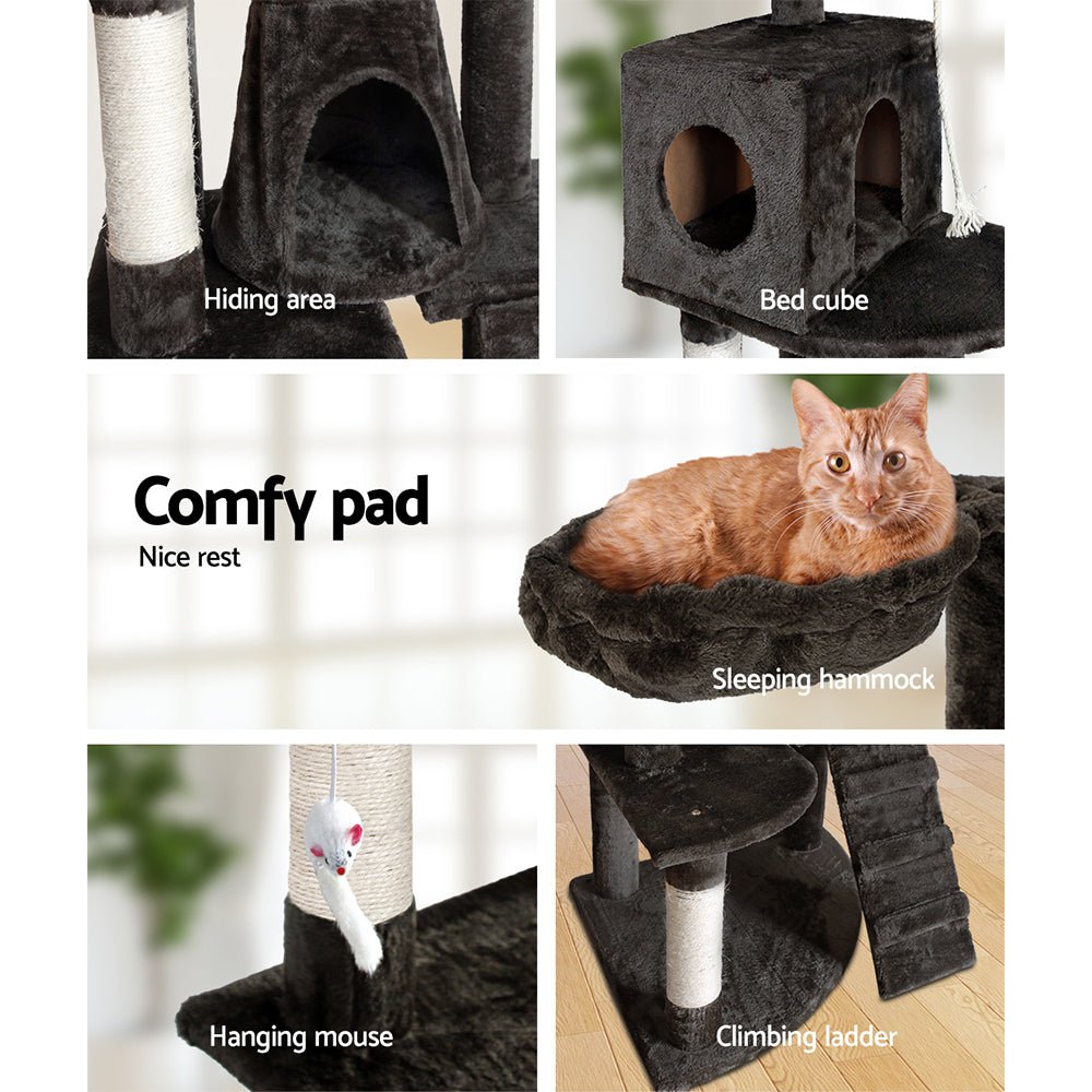 i.Pet Cat Tree 193cm Trees Scratching Post Scratcher Tower Condo House Furniture Wood - DogsDomain.com.au