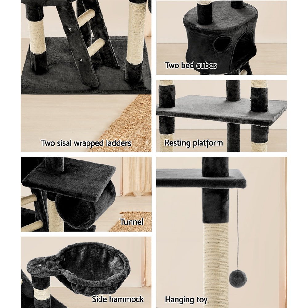 i.Pet Cat Tree 260cm Trees Scratching Post Scratcher Tower Condo House Furniture Wood - DogsDomain.com.au