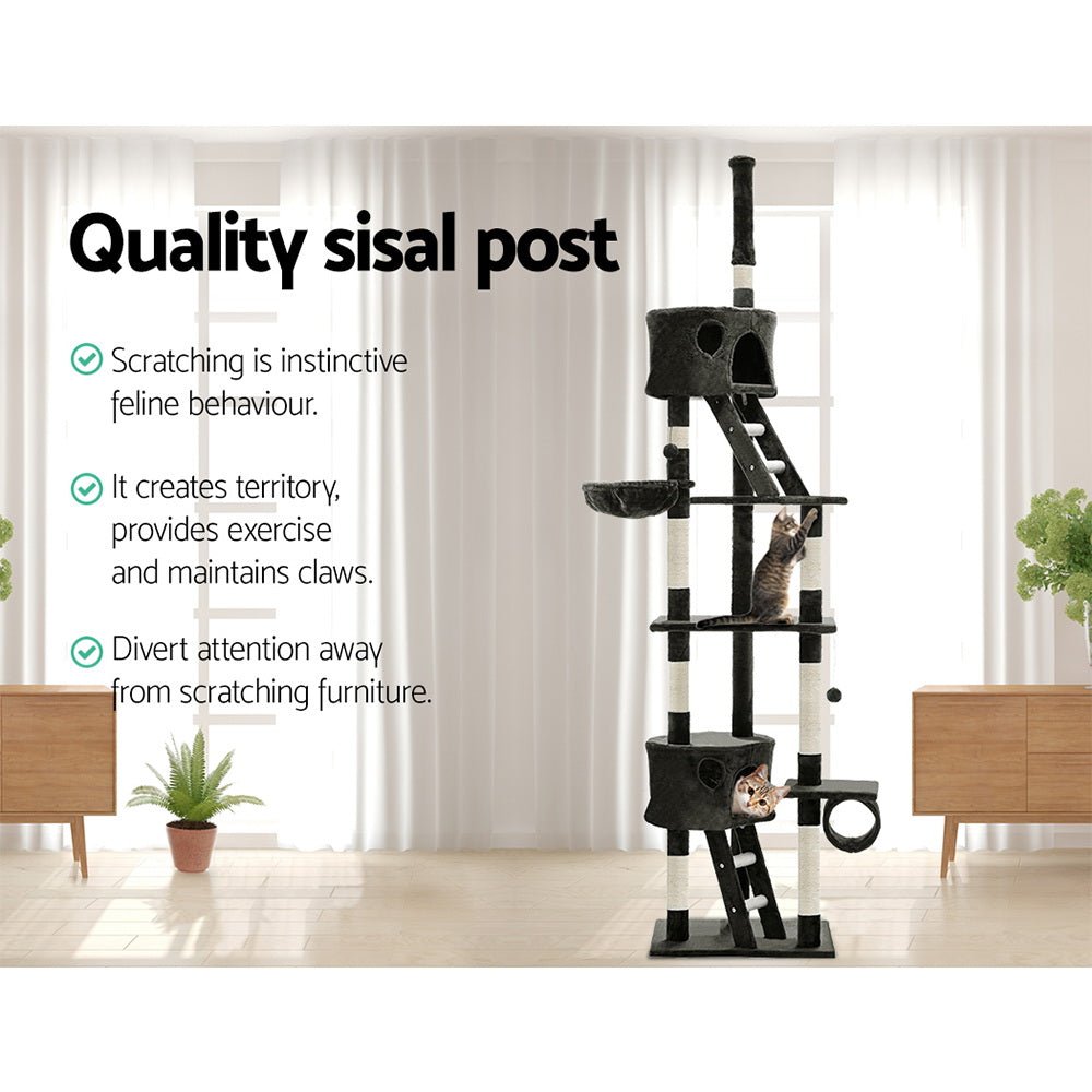 i.Pet Cat Tree 260cm Trees Scratching Post Scratcher Tower Condo House Furniture Wood - DogsDomain.com.au