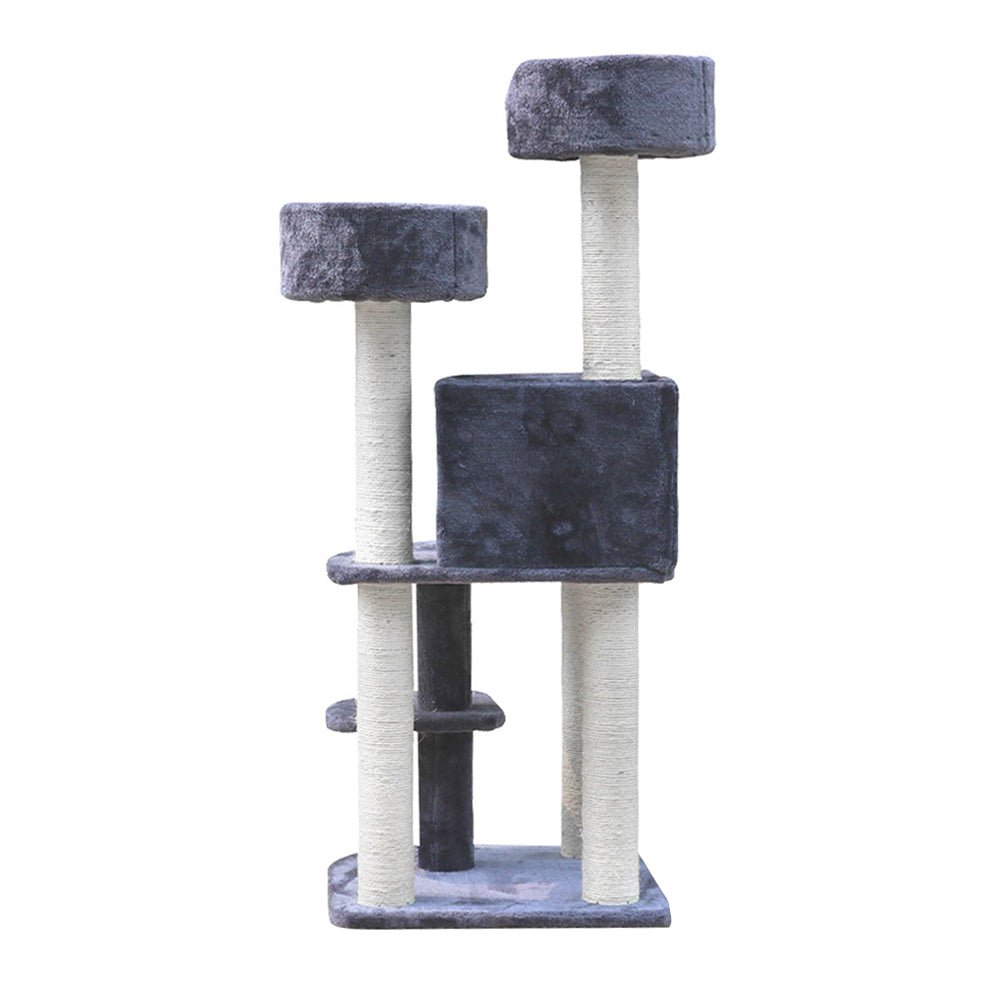 i.Pet Cat Tree Trees Scratching Post Scratcher Tower Condo House Grey 126cm - DogsDomain.com.au