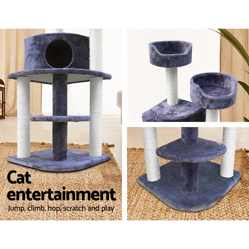 i.Pet Cat Tree Trees Scratching Post Scratcher Tower Condo House Grey 126cm - DogsDomain.com.au