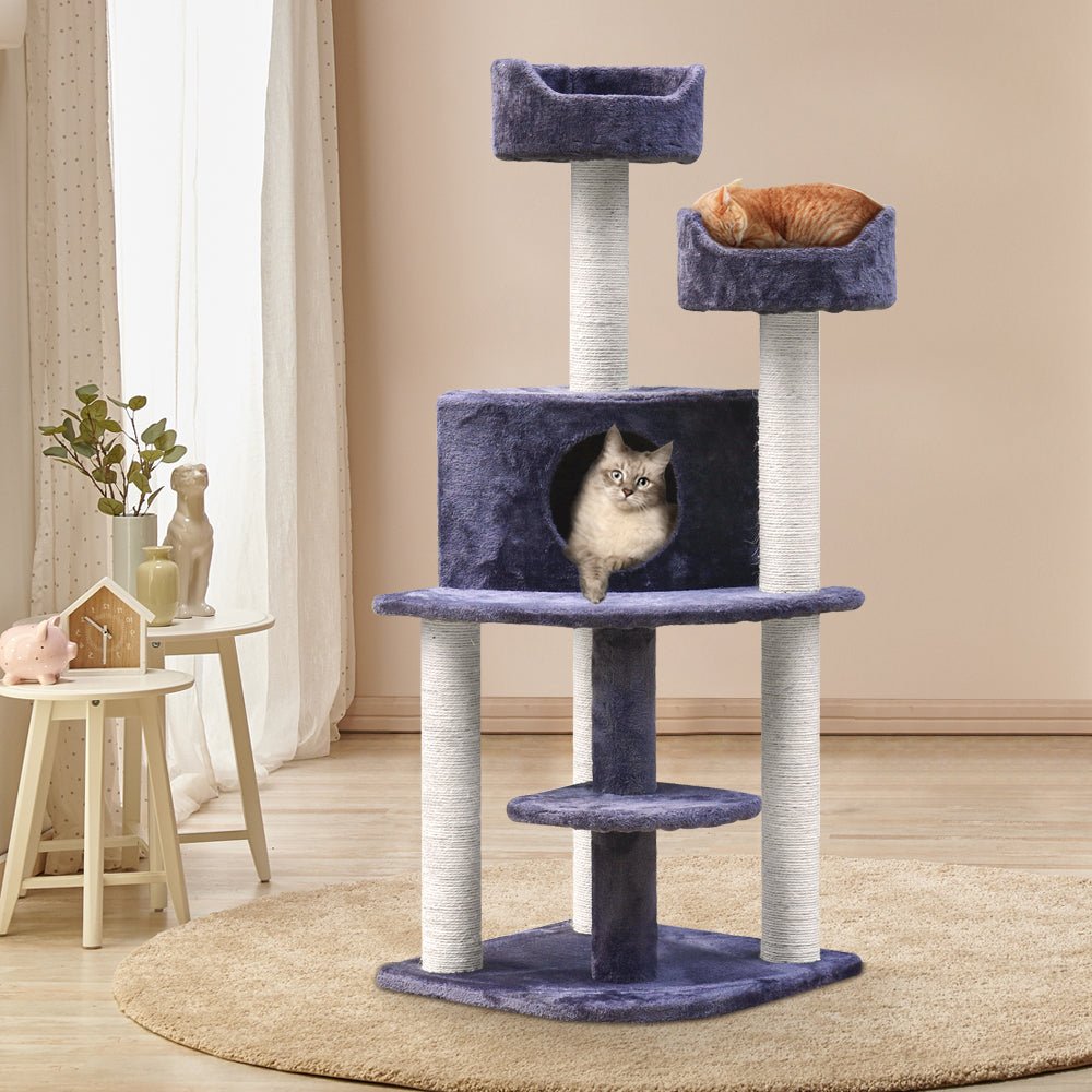 i.Pet Cat Tree Trees Scratching Post Scratcher Tower Condo House Grey 126cm - DogsDomain.com.au