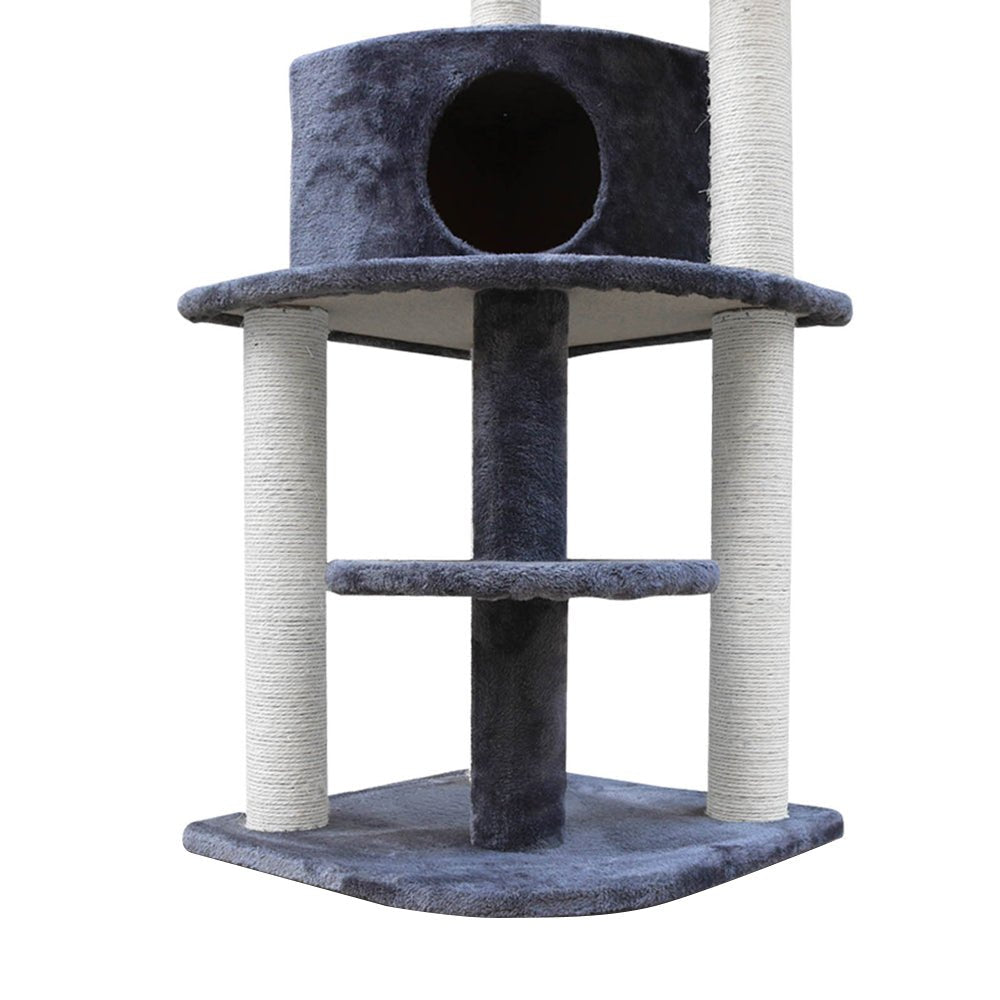 i.Pet Cat Tree Trees Scratching Post Scratcher Tower Condo House Grey 126cm - DogsDomain.com.au