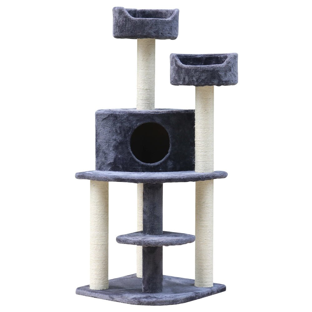 i.Pet Cat Tree Trees Scratching Post Scratcher Tower Condo House Grey 126cm - DogsDomain.com.au