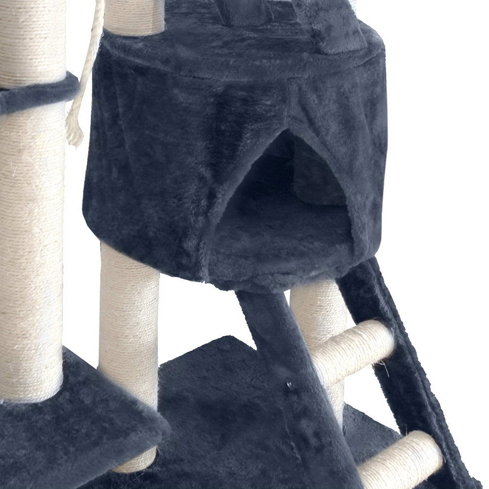 i.Pet Cat Tree Trees Scratching Post Scratcher Tower Condo House Grey 244cm - DogsDomain.com.au