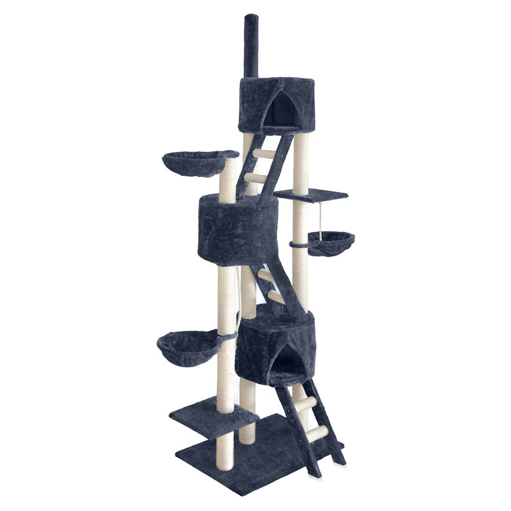 i.Pet Cat Tree Trees Scratching Post Scratcher Tower Condo House Grey 244cm - DogsDomain.com.au