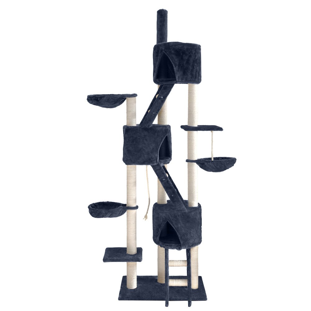 i.Pet Cat Tree Trees Scratching Post Scratcher Tower Condo House Grey 244cm - DogsDomain.com.au