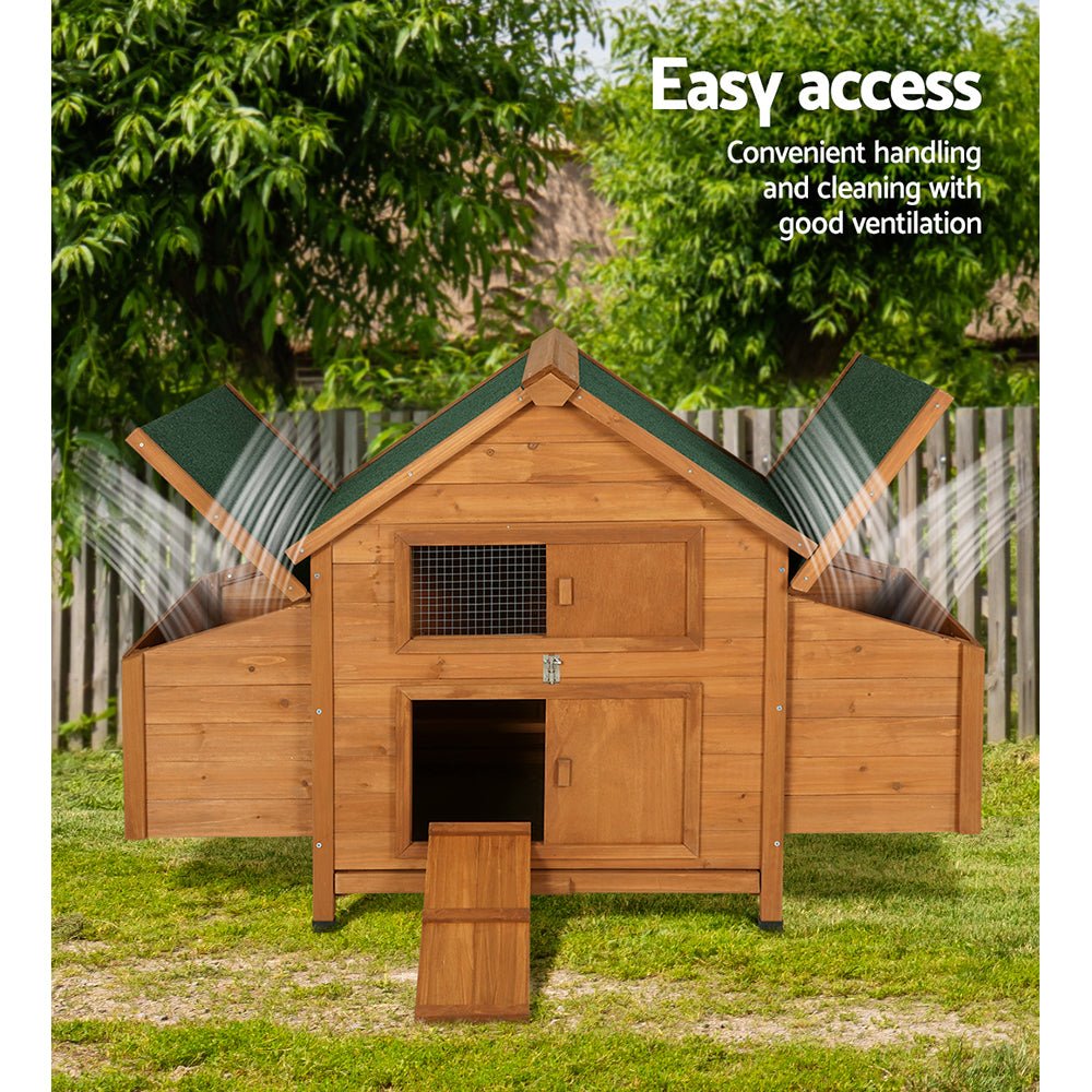 i.Pet Chicken Coop Large Rabbit Hutch House Run Cage Wooden Outdoor Pet Hutch - DogsDomain.com.au