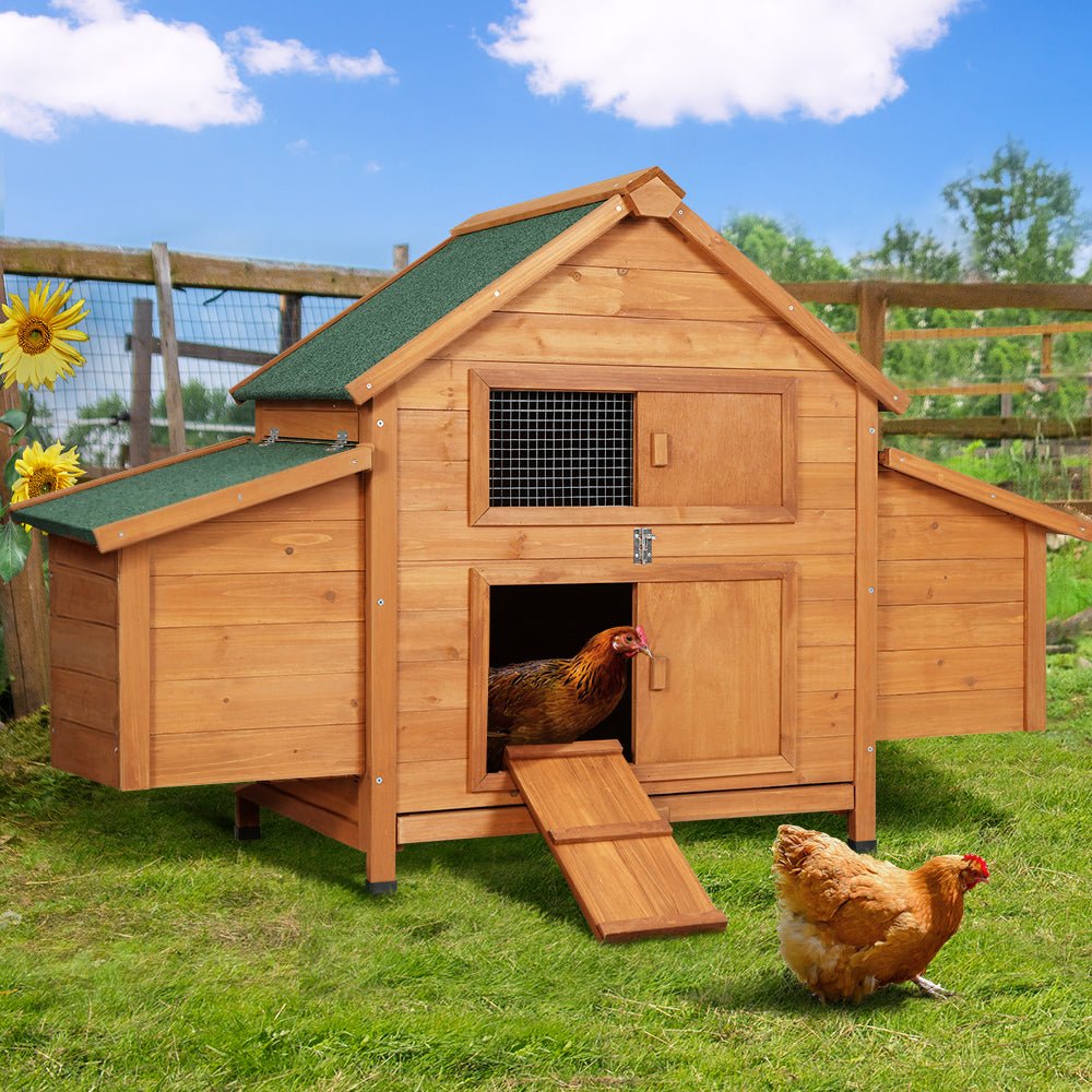 i.Pet Chicken Coop Large Rabbit Hutch House Run Cage Wooden Outdoor Pet Hutch - DogsDomain.com.au