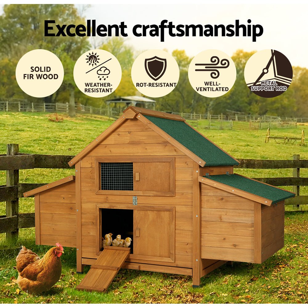 i.Pet Chicken Coop Large Rabbit Hutch House Run Cage Wooden Outdoor Pet Hutch - DogsDomain.com.au