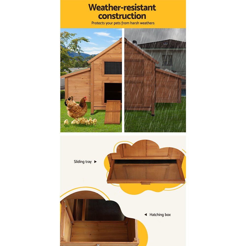 i.Pet Chicken Coop Large Rabbit Hutch House Run Cage Wooden Outdoor Pet Hutch - DogsDomain.com.au