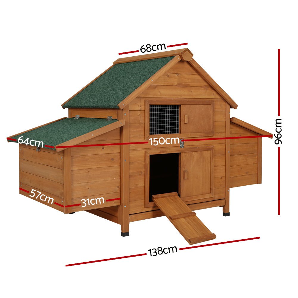 i.Pet Chicken Coop Large Rabbit Hutch House Run Cage Wooden Outdoor Pet Hutch - DogsDomain.com.au
