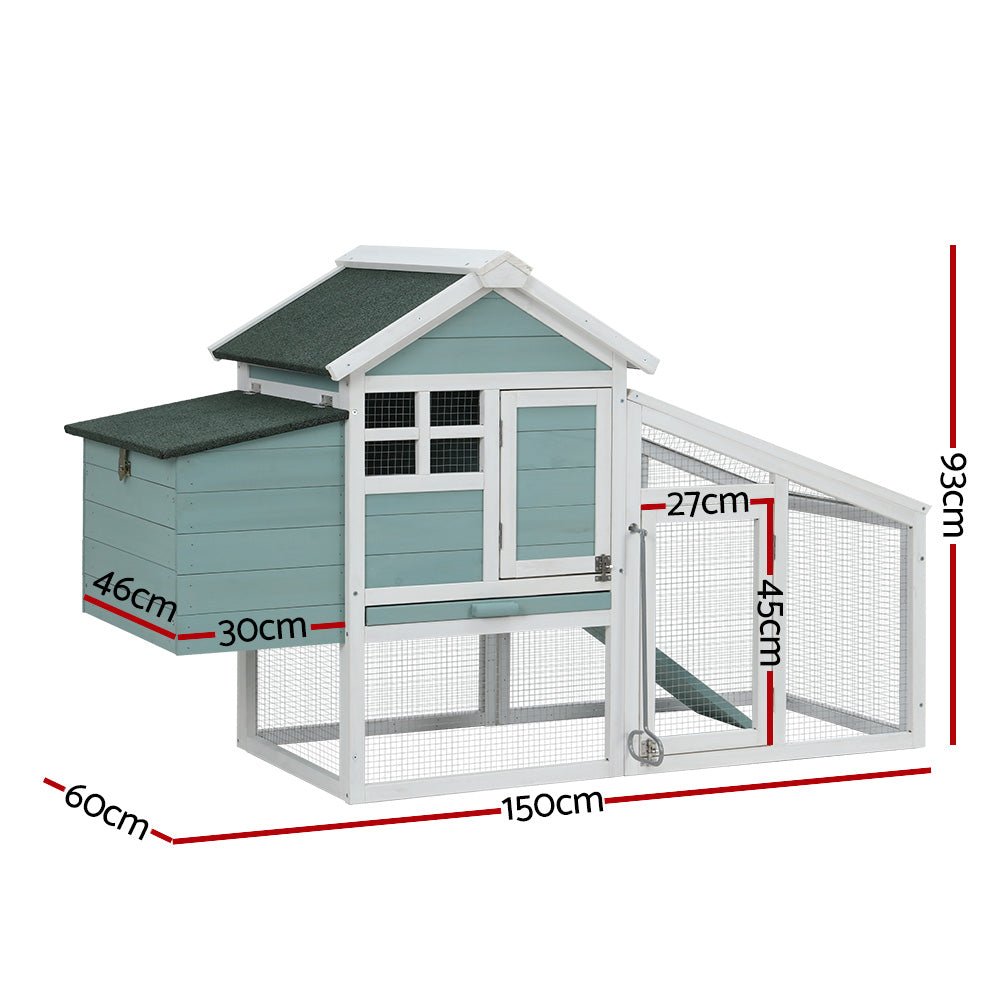 i.Pet Chicken Coop Rabbit Hutch Large House Run Cage Wooden Outdoor Pet Hutch - DogsDomain.com.au