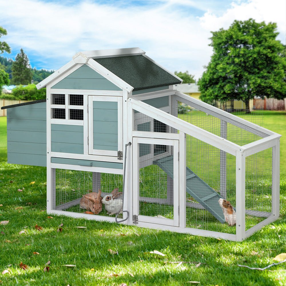i.Pet Chicken Coop Rabbit Hutch Large House Run Cage Wooden Outdoor Pet Hutch - DogsDomain.com.au