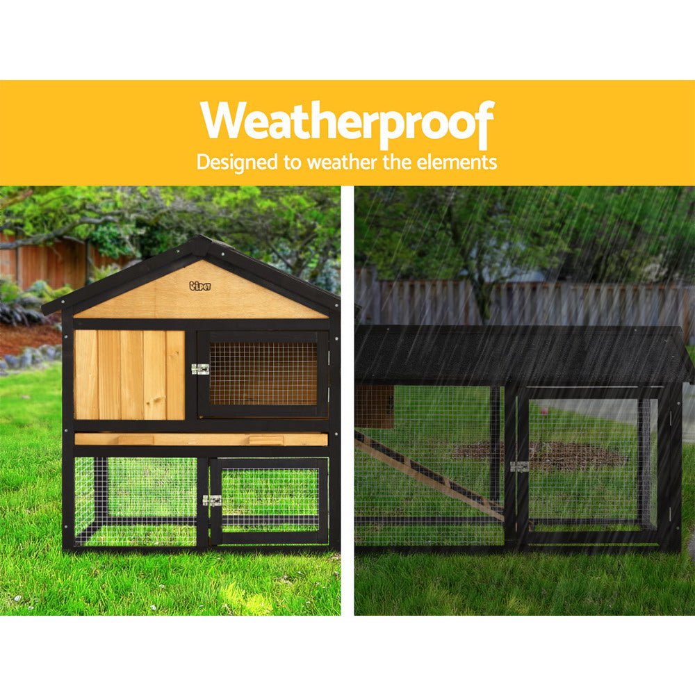 i.Pet Chicken Coop Rabbit Hutch Wooden Cage Pet Hutch 165cm x 52cm x 86cm - DogsDomain.com.au
