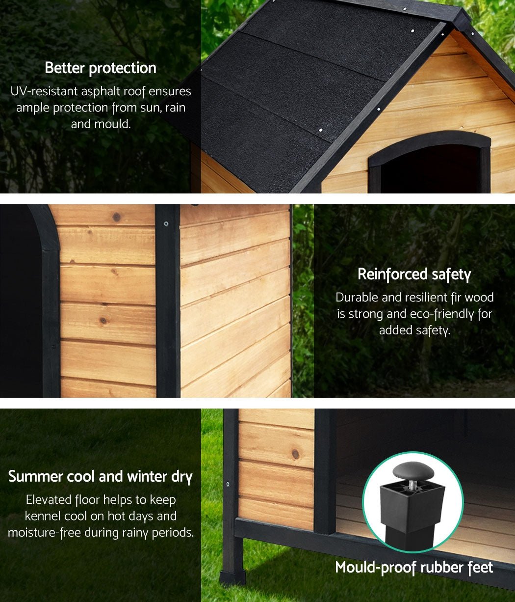 i.Pet Dog Kennel House Extra Large Outdoor Wooden Pet House Puppy XL - DogsDomain.com.au