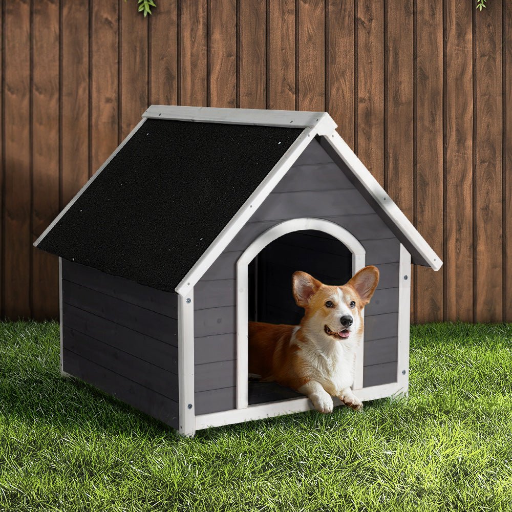 i.Pet Dog Kennel House Wooden Outdoor Indoor Puppy Pet House Weatherproof Large - DogsDomain.com.au