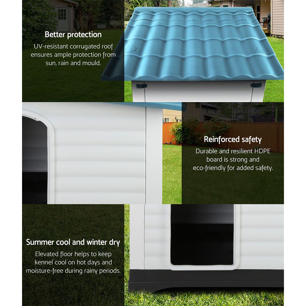 i.Pet Dog Kennel Kennels Outdoor Plastic Pet House Puppy Extra Large XL Outside - DogsDomain.com.au