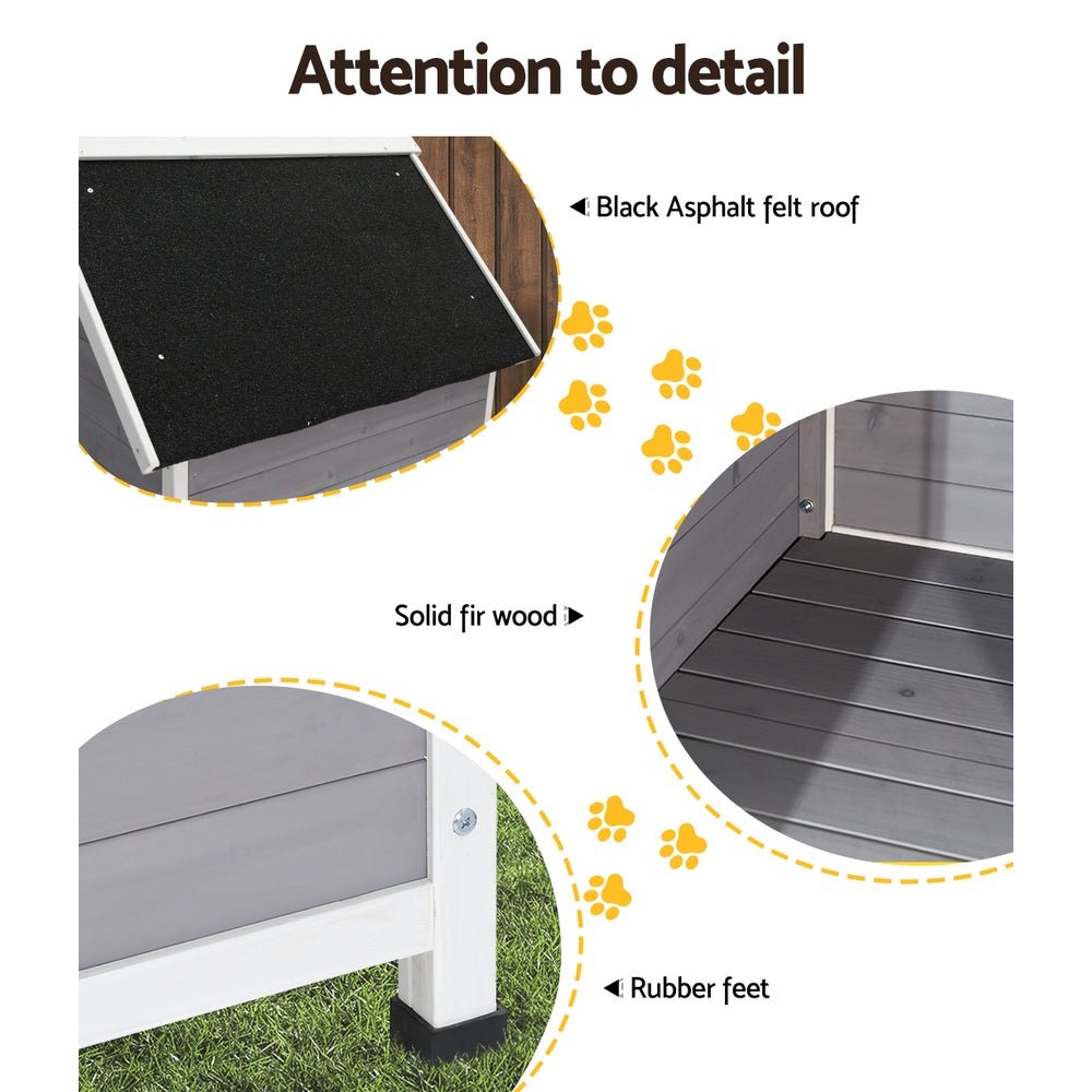 i.Pet Dog Kennel Outdoor Wooden Indoor Puppy Pet House Weatherproof XL Large - DogsDomain.com.au