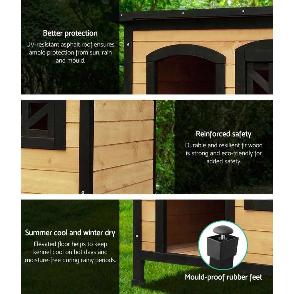 i.Pet Dog Pet Kennel Dog House Large Wooden 96cm x 69cm x 66cm - DogsDomain.com.au