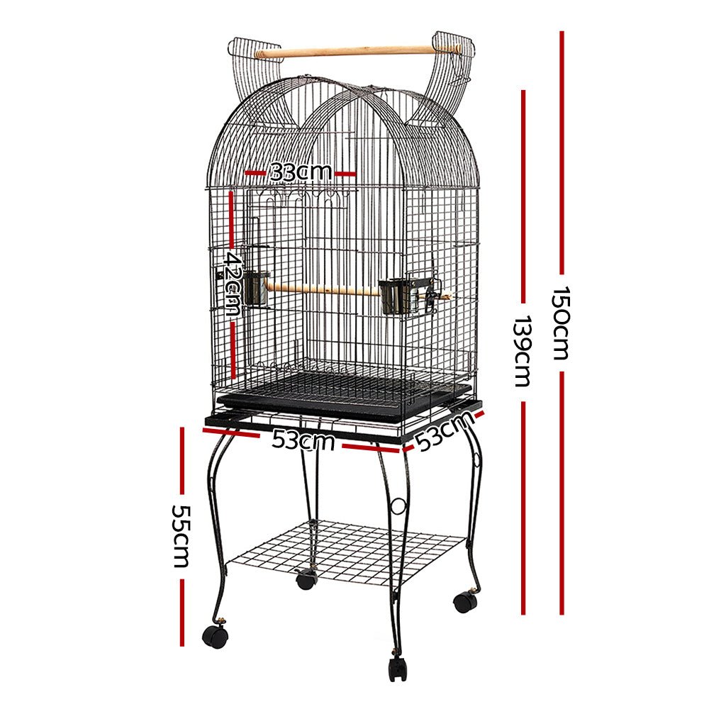 i.Pet Large Bird Cage with Perch - Black - DogsDomain.com.au