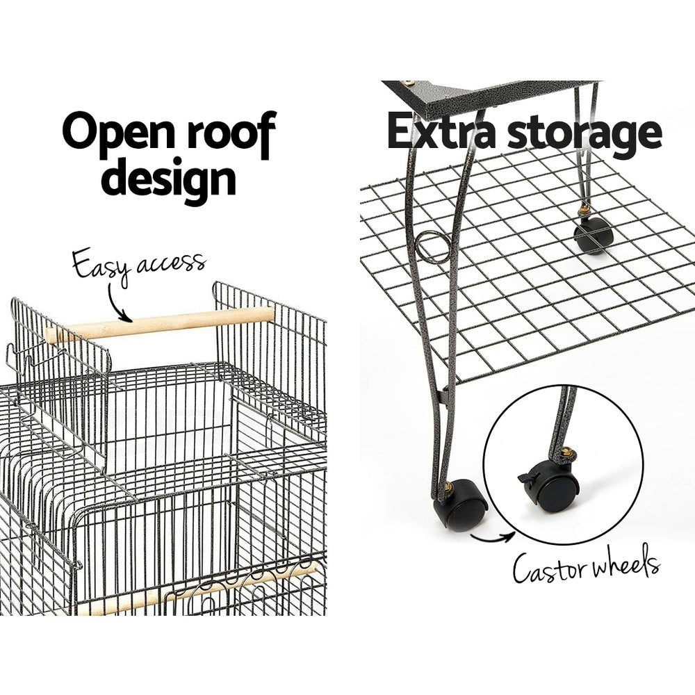 i.Pet Large Bird Cage with Perch - Black - DogsDomain.com.au