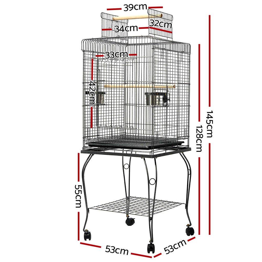 i.Pet Large Bird Cage with Perch - Black - DogsDomain.com.au
