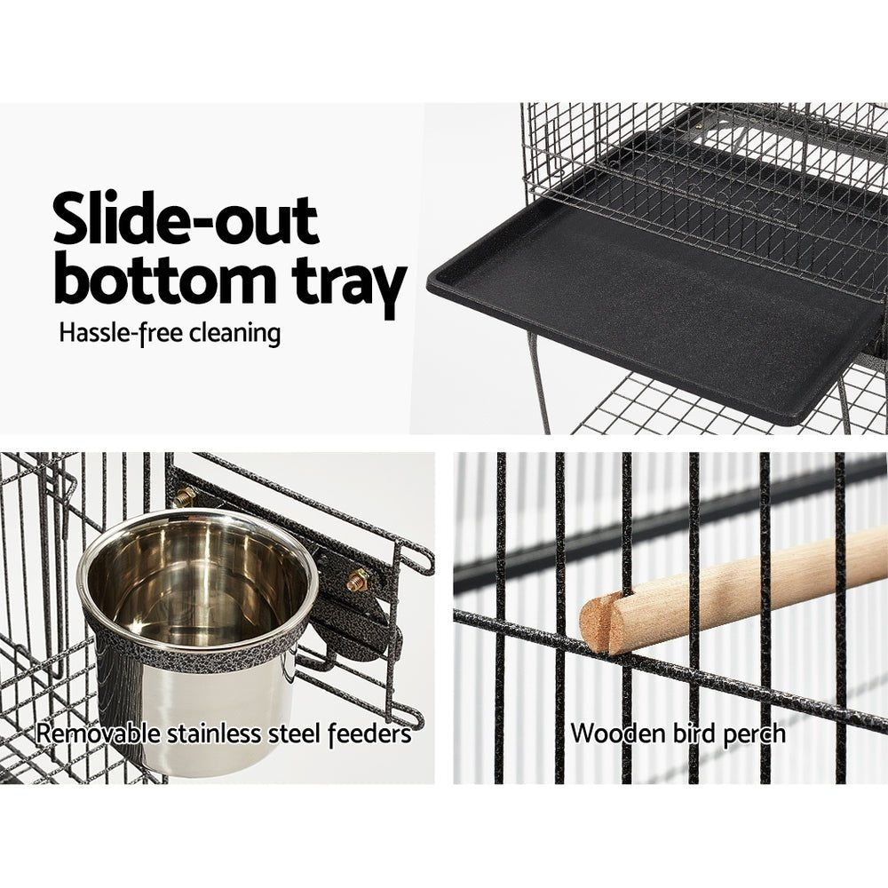 i.Pet Large Bird Cage with Perch - Black - DogsDomain.com.au