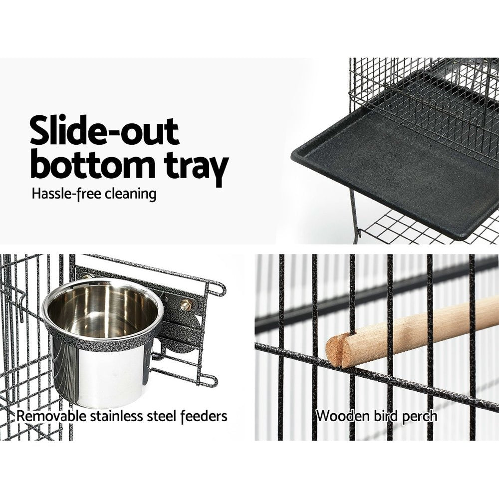 i.Pet Large Bird Cage with Perch - Black - DogsDomain.com.au