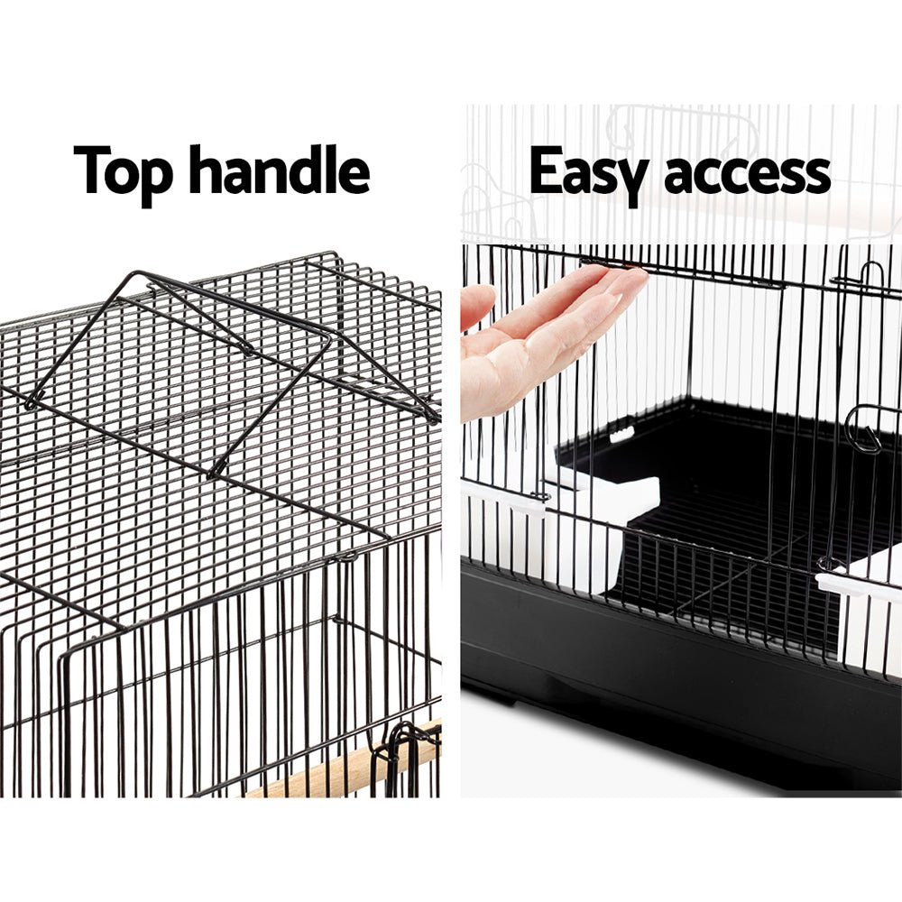 i.Pet Medium Bird Cage with Perch - Black - DogsDomain.com.au
