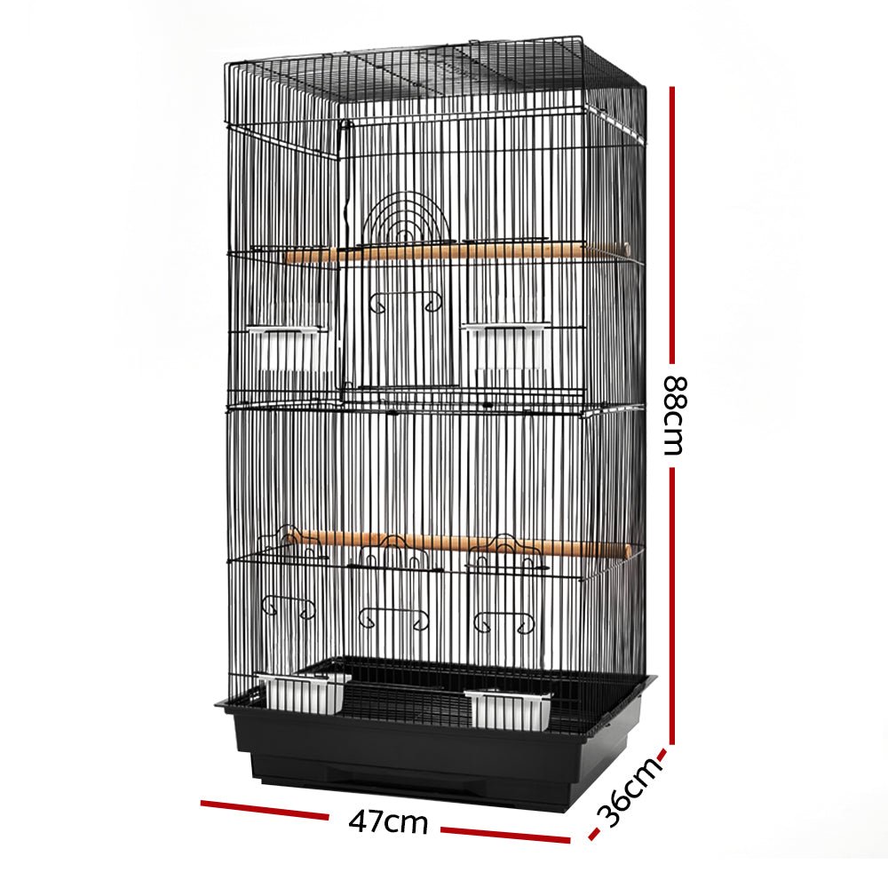 i.Pet Medium Bird Cage with Perch - Black - DogsDomain.com.au