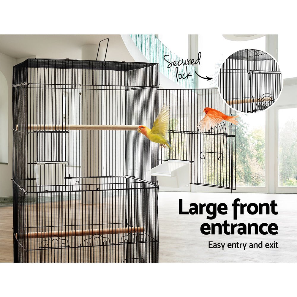 i.Pet Medium Bird Cage with Perch - Black - DogsDomain.com.au