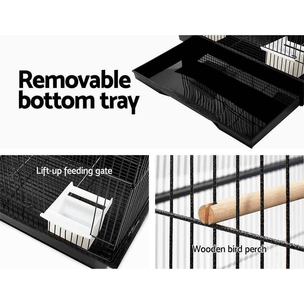 i.Pet Medium Bird Cage with Perch - Black - DogsDomain.com.au