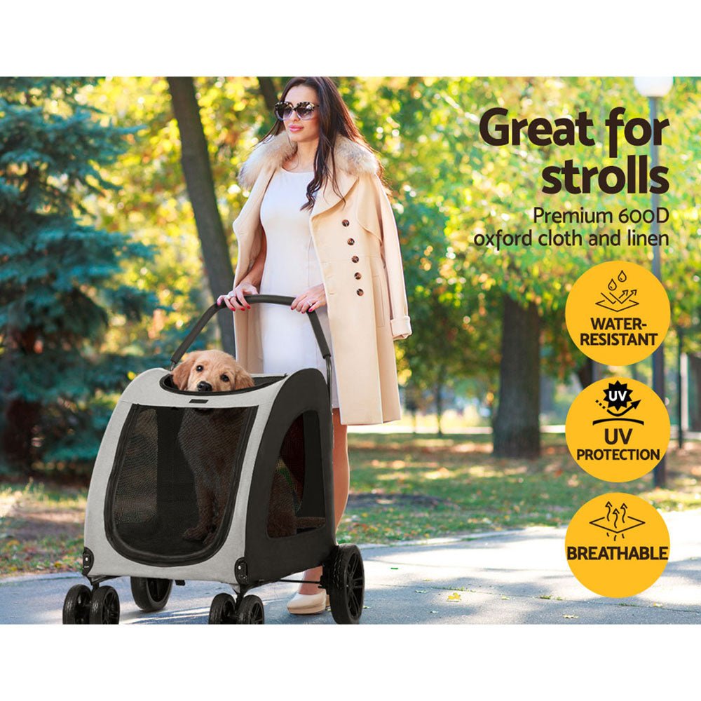 i.Pet Pet Dog Stroller Pram Large Carrier Cat Travel Foldable Strollers 4 Wheels - DogsDomain.com.au