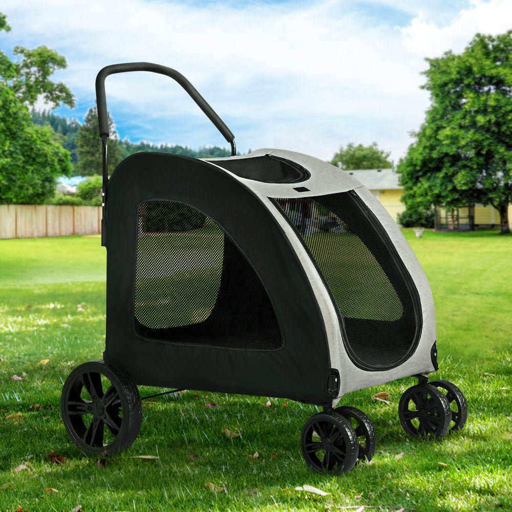 i.Pet Pet Dog Stroller Pram Large Carrier Cat Travel Foldable Strollers 4 Wheels - DogsDomain.com.au