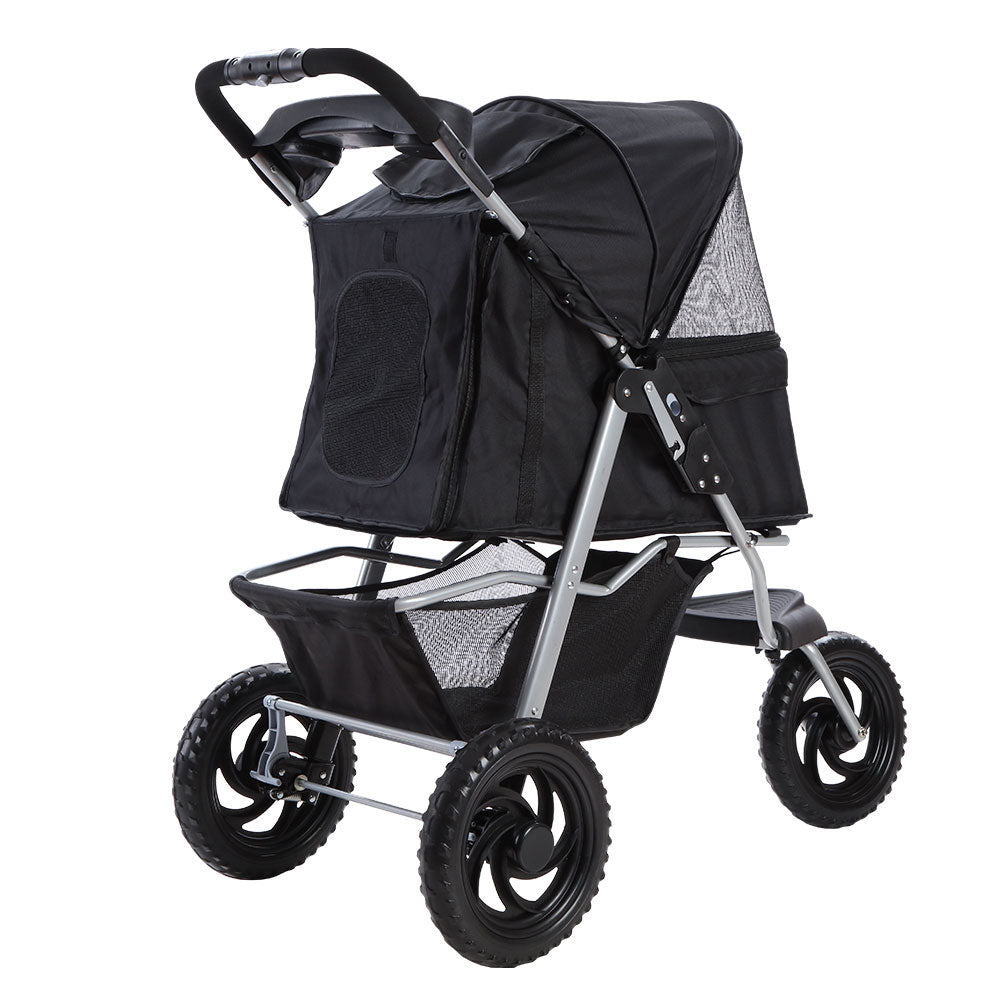 i.Pet Pet Stroller Dog Carrier Foldable Pram Large Black - DogsDomain.com.au